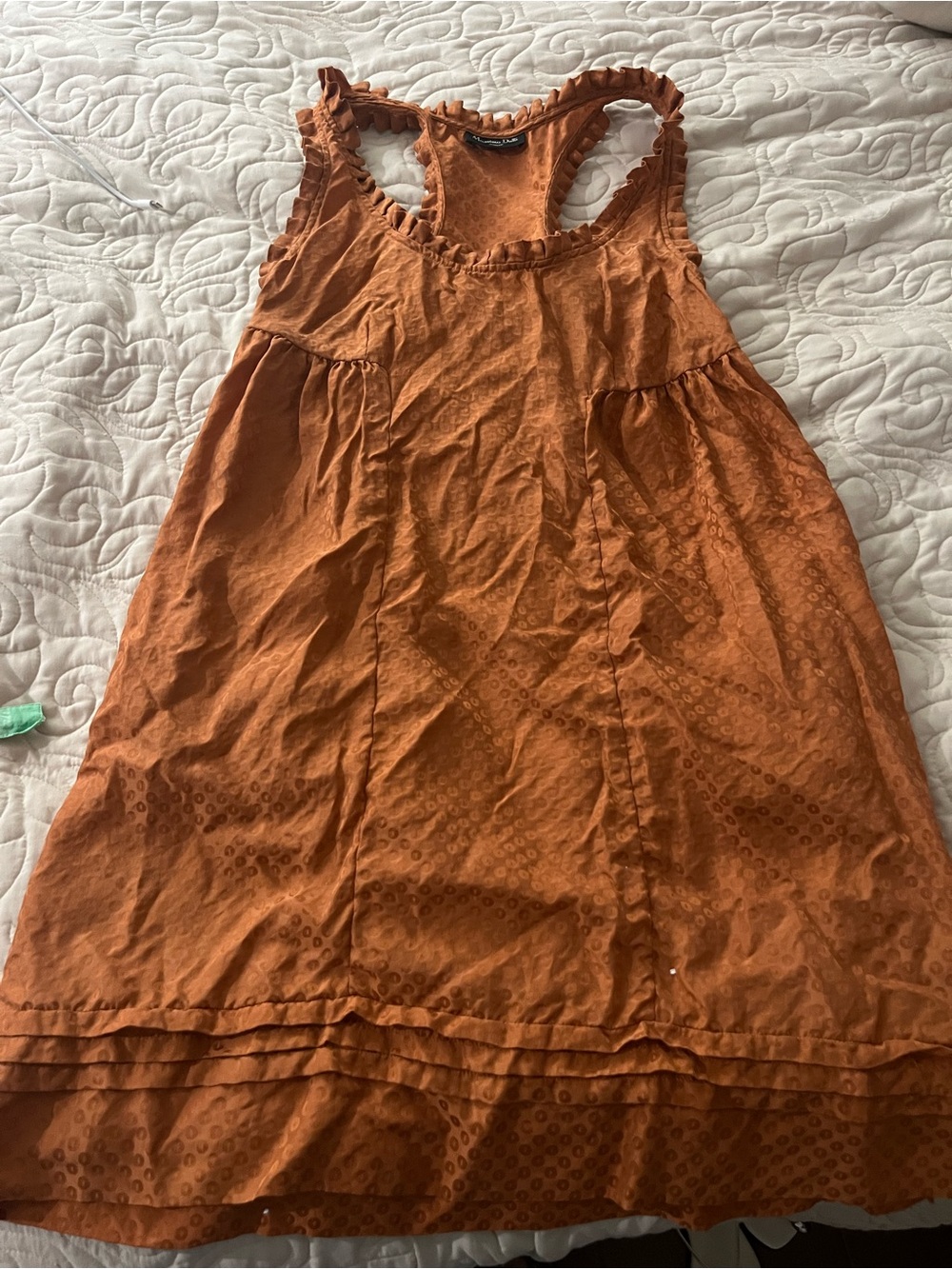 Massimo Dutti Silk Rust Orange Sleeveless Ruffled Sundress Size 38/6